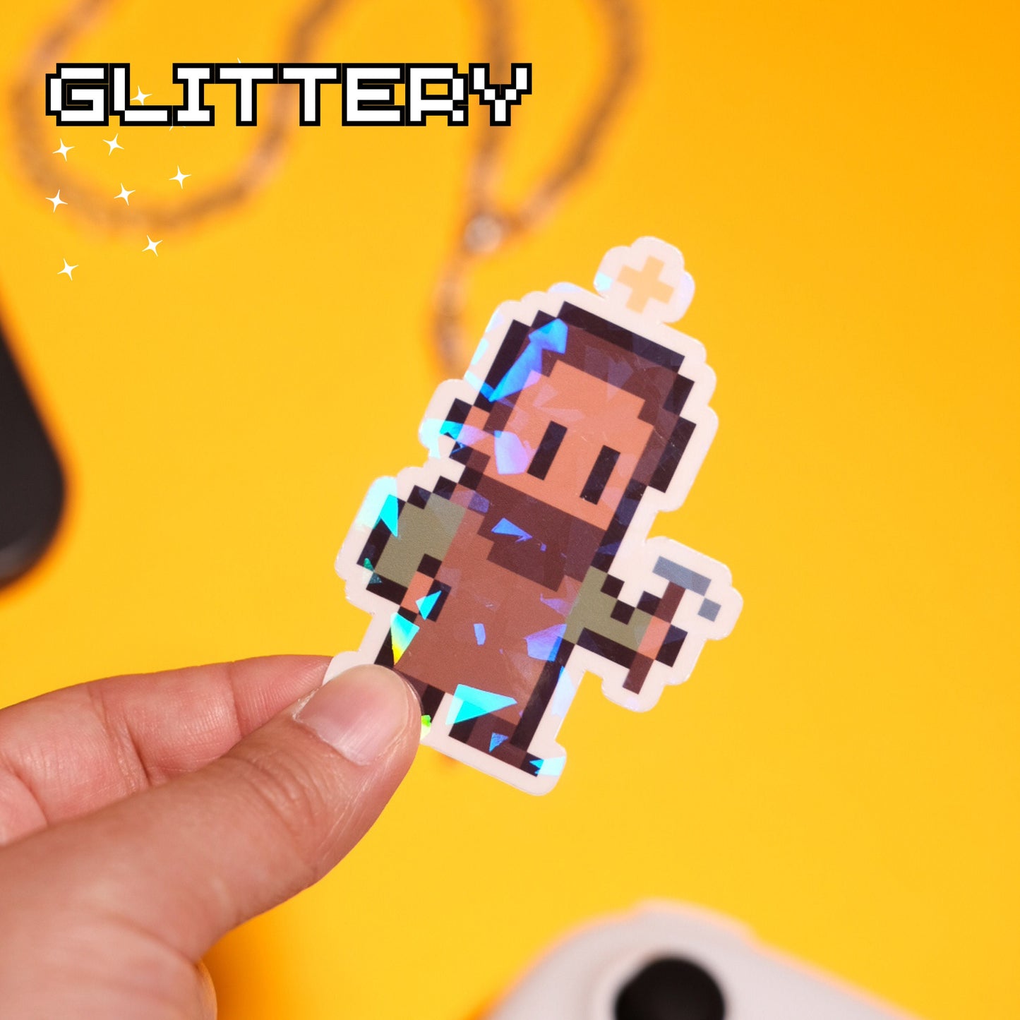 Glittery St. Joseph the Worker Video Game Sticker
