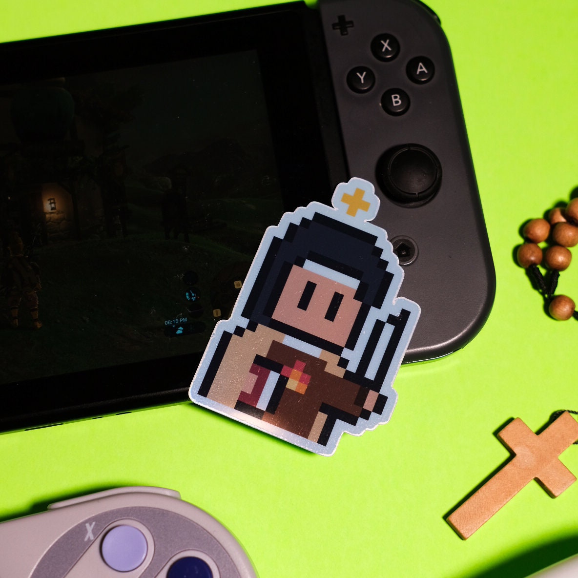 Holographic St. Teresa of Avila Video Game Sticker