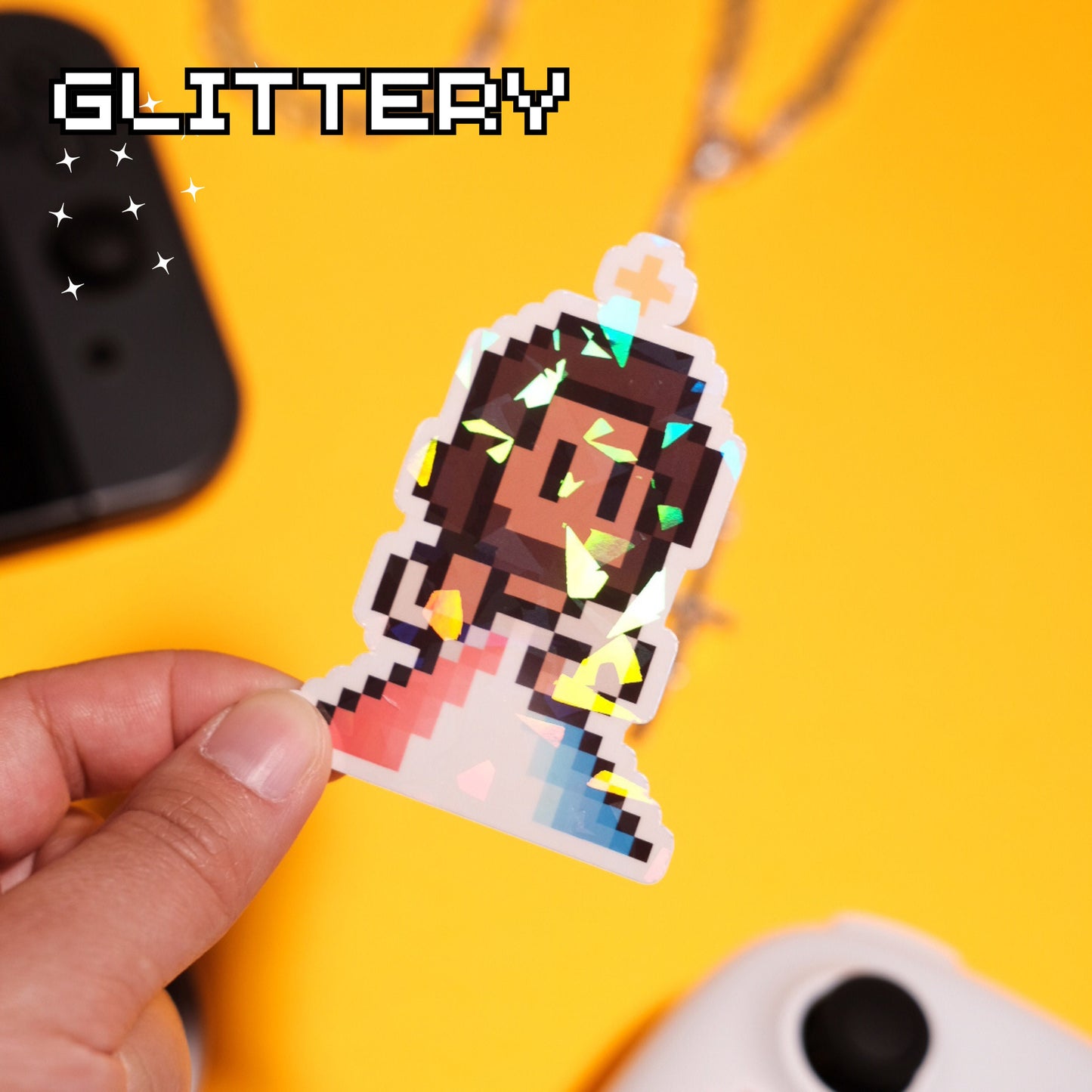 Glittery Divine Mercy Image Video Game Sticker