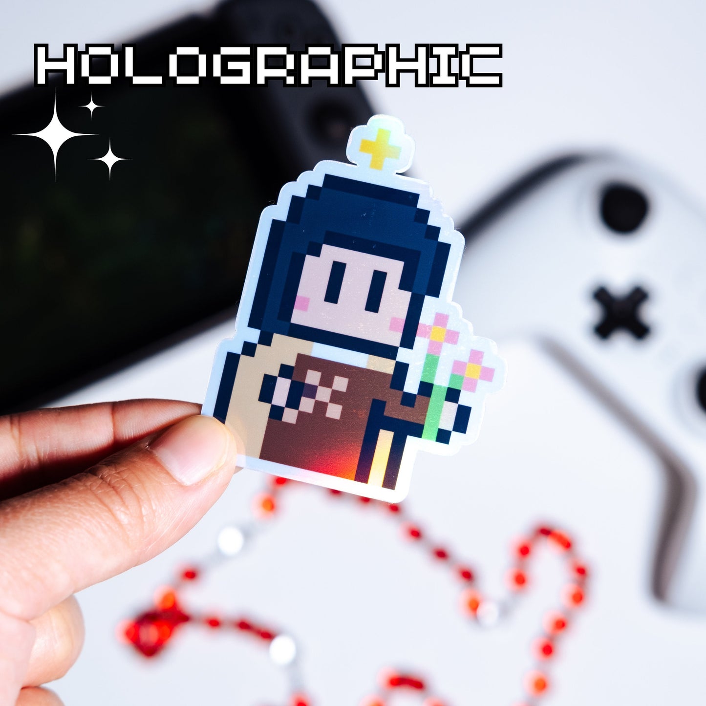 Holographic St. Thérèse of Lisieux Video Game Sticker