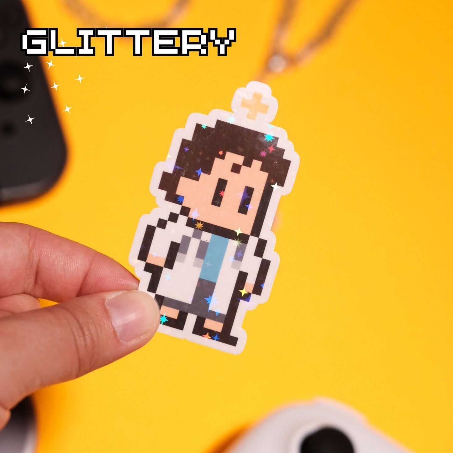 Glittery St. Gianna Molla Video Game Sticker