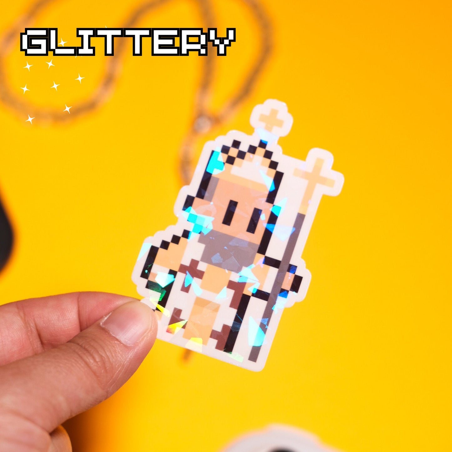 Glittery St. Ambrose Holographic Video Game Sticker