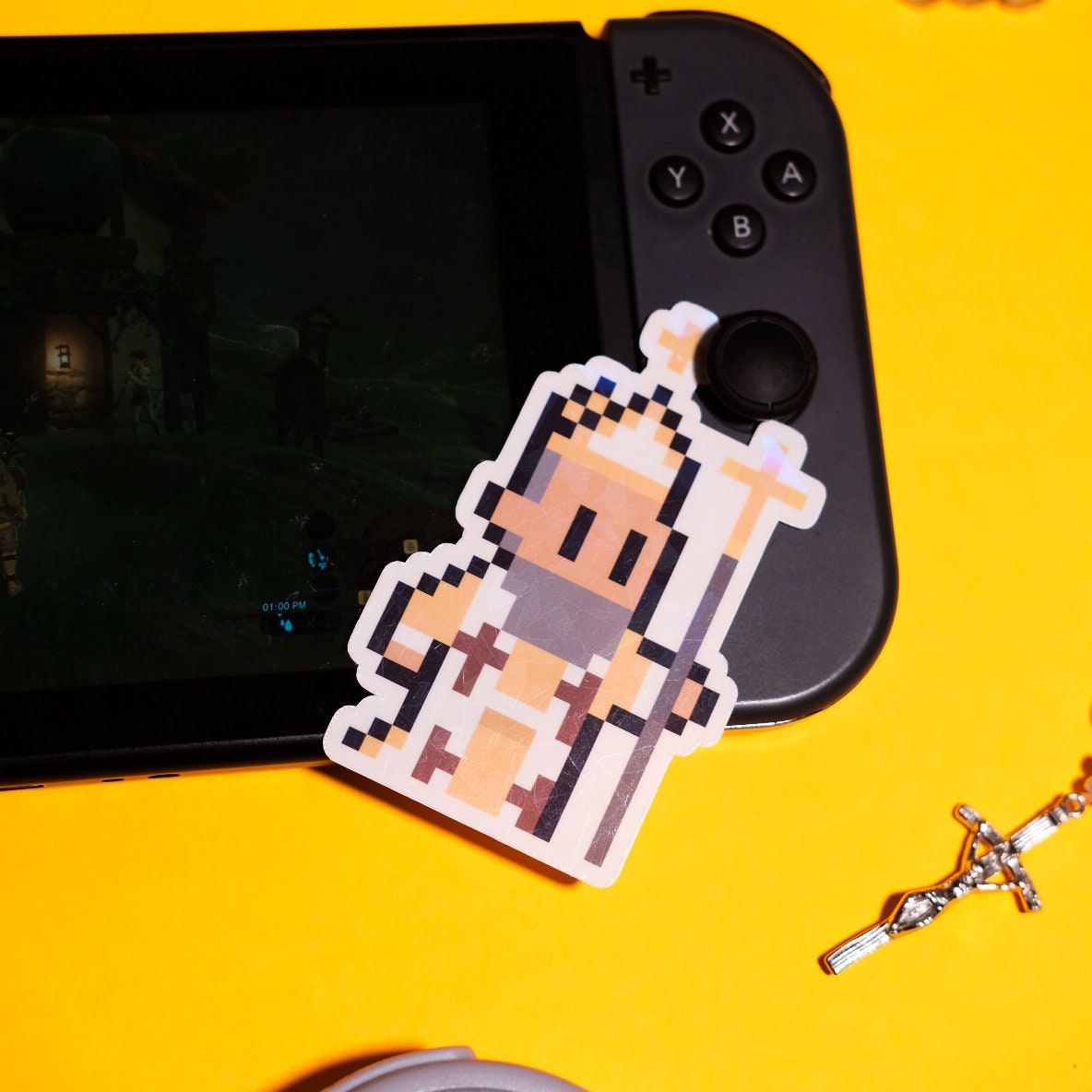 Glittery St. Ambrose Holographic Video Game Sticker