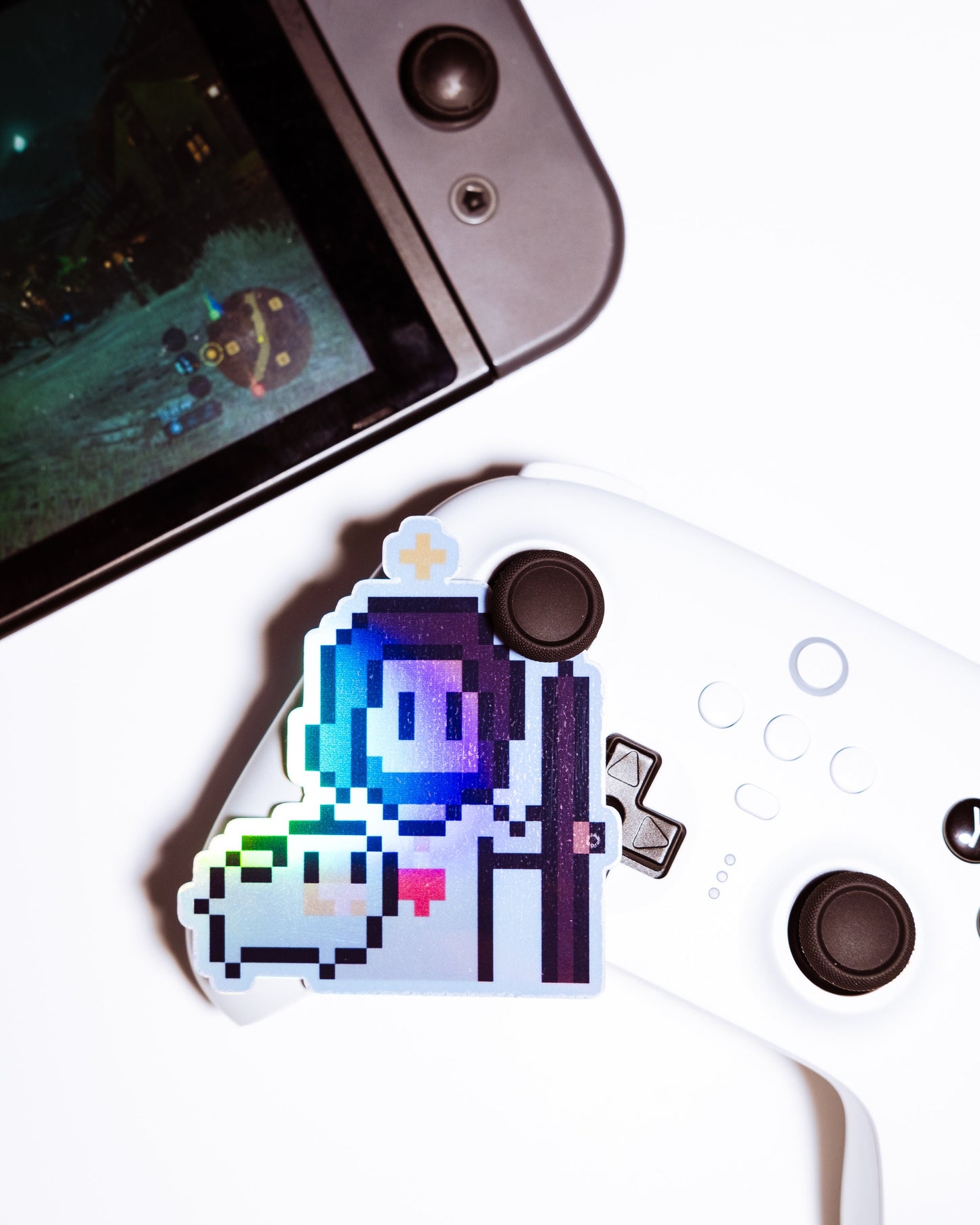 Holographic Jesus the Good Shepherd Video Game Sticker