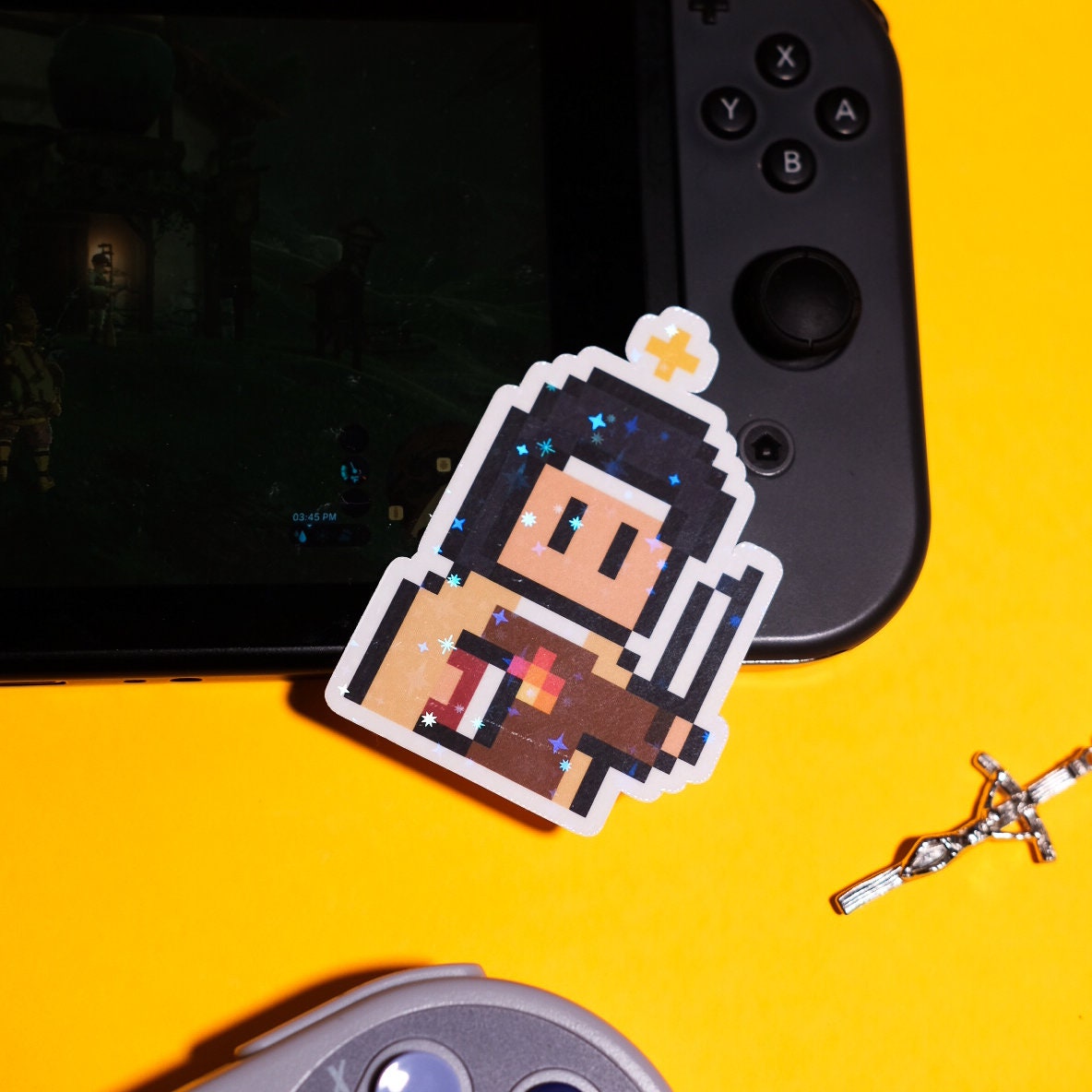 Glittery St. Teresa of Avila Video Game Sticker