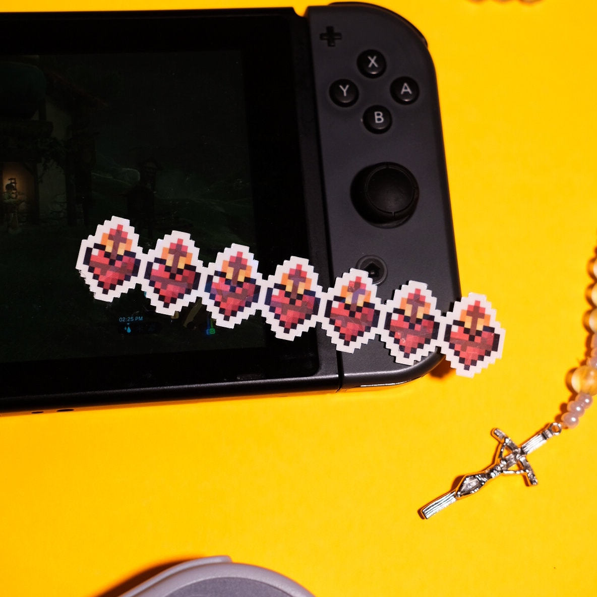 Glittery Sacred Heart of Jesus Health Bar Video Game Sticker