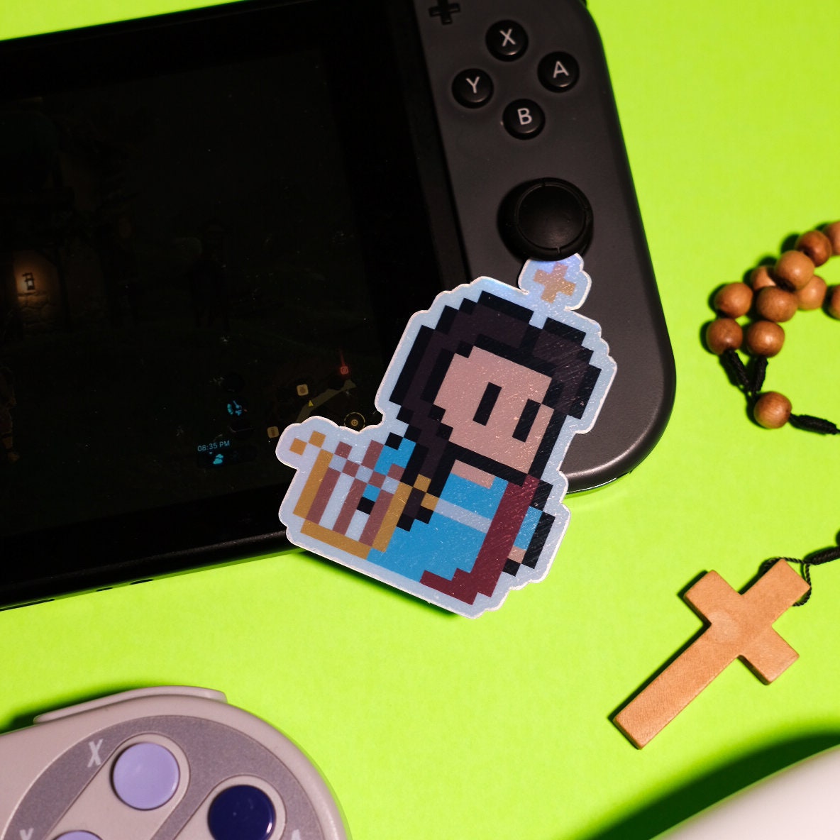 Holographic St. Cecilia Video Game Sticker