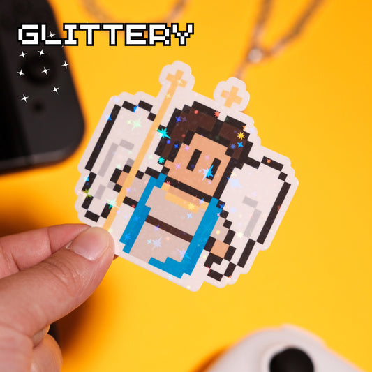 Glittery St. Raphael the Archangel Video Game Sticker
