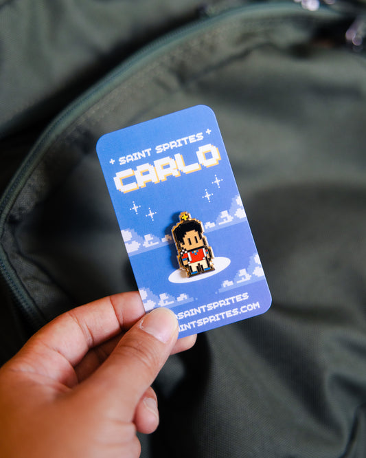 Saint Carlo Acutis Retro Video Game Enamel Pin