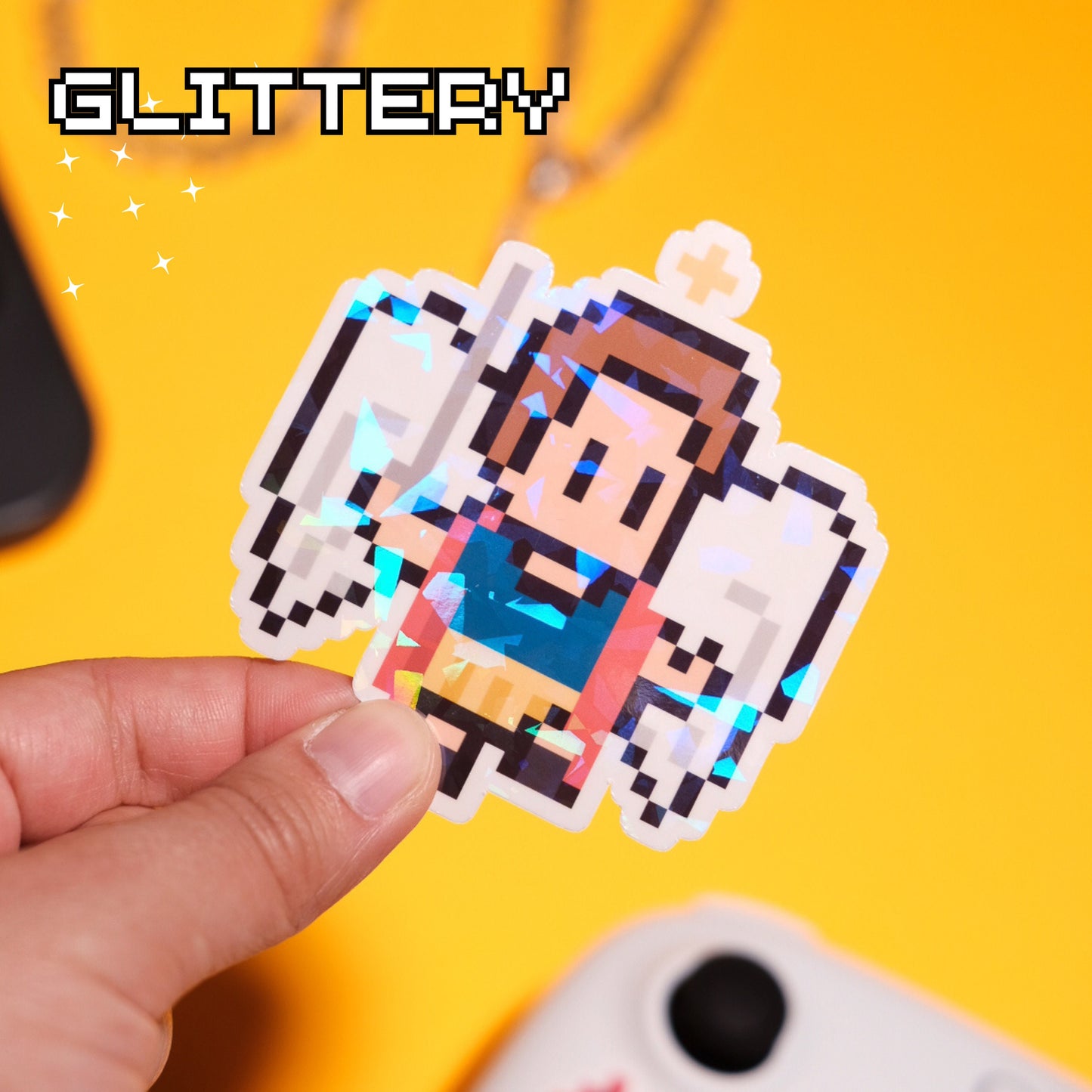 Glittery St. Michael the Archangel Video Game Sticker