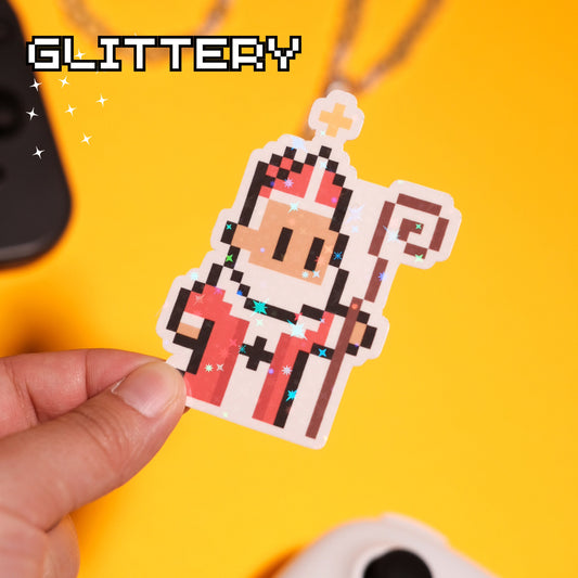Glittery St. Nicholas Video Game Sticker
