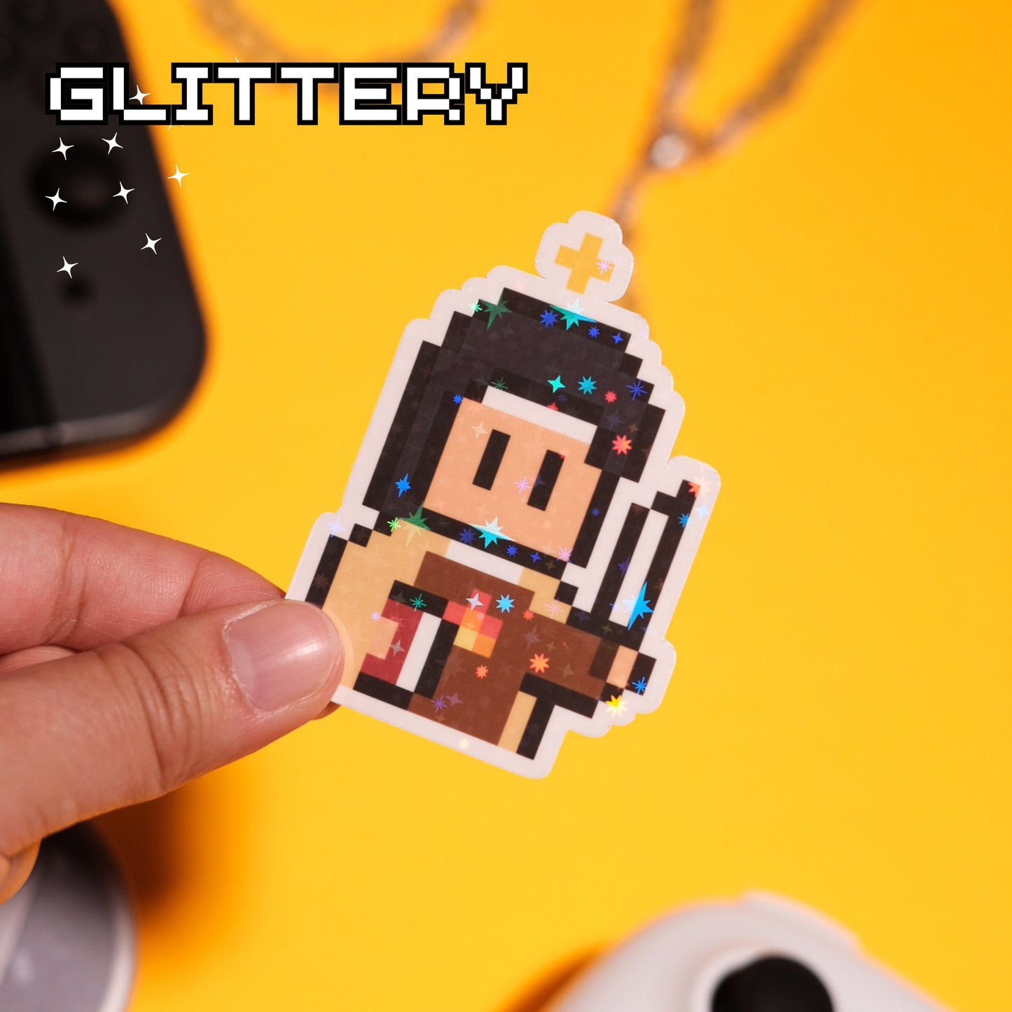 Glittery St. Teresa of Avila Video Game Sticker