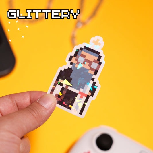 Glittery St. Maximilian Kolbe Video Game Sticker