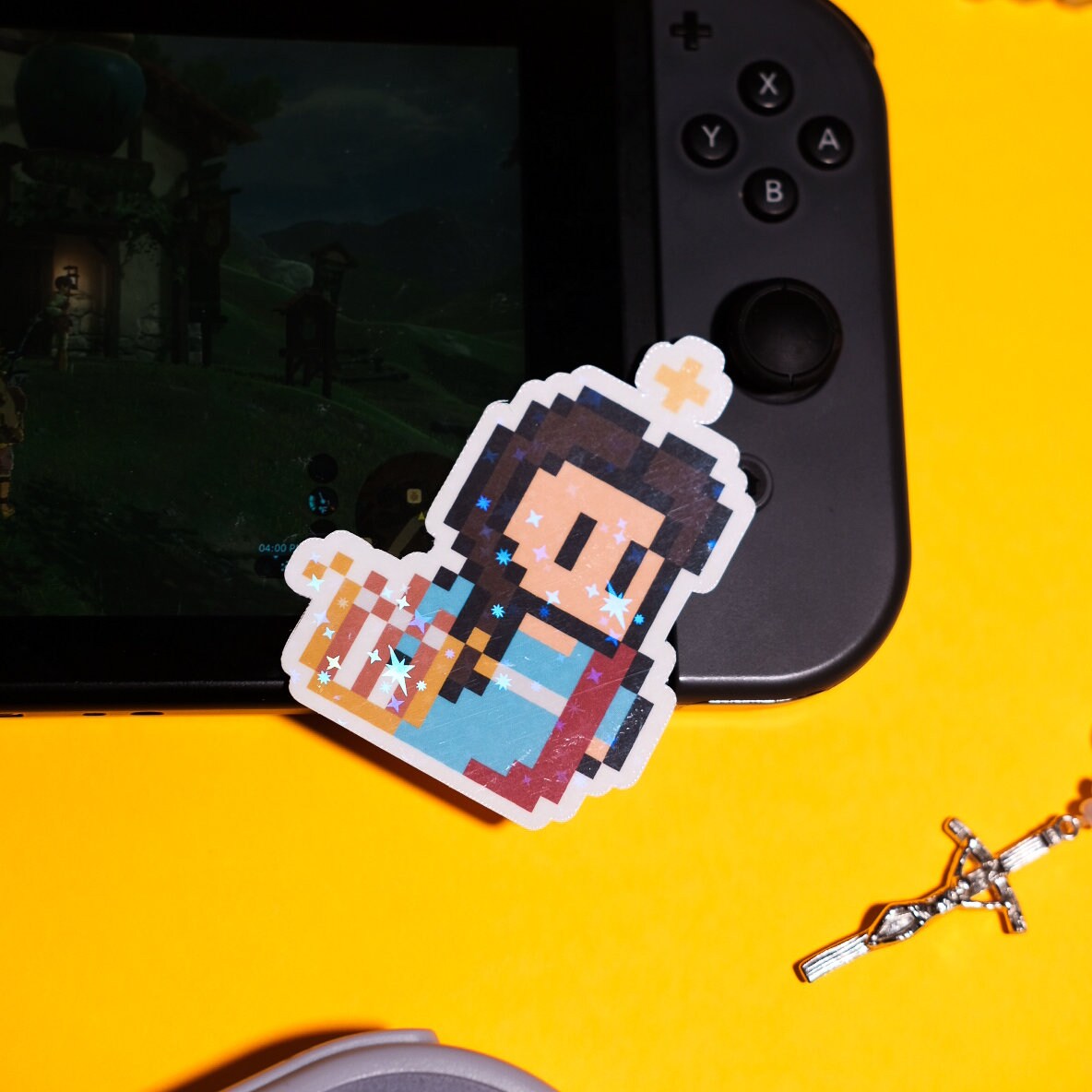 Glittery St. Cecilia Video Game Sticker