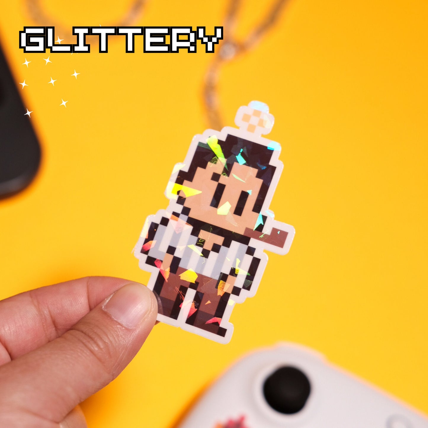 Glittery Saint Pier Giorgio Frassati Video Game Sticker