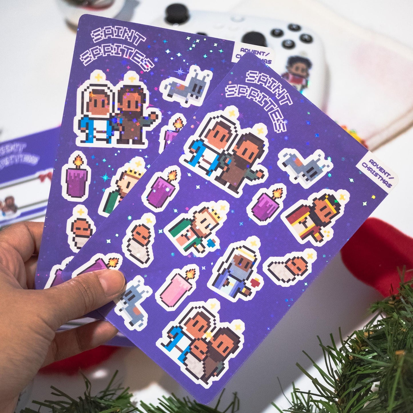 Glittery Christmas/Advent Video Game Sticker Sheets