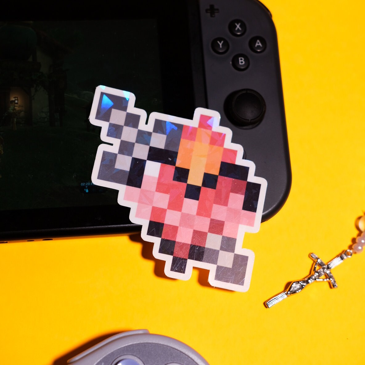 Glittery Immaculate Heart of Mary Video Game Sticker