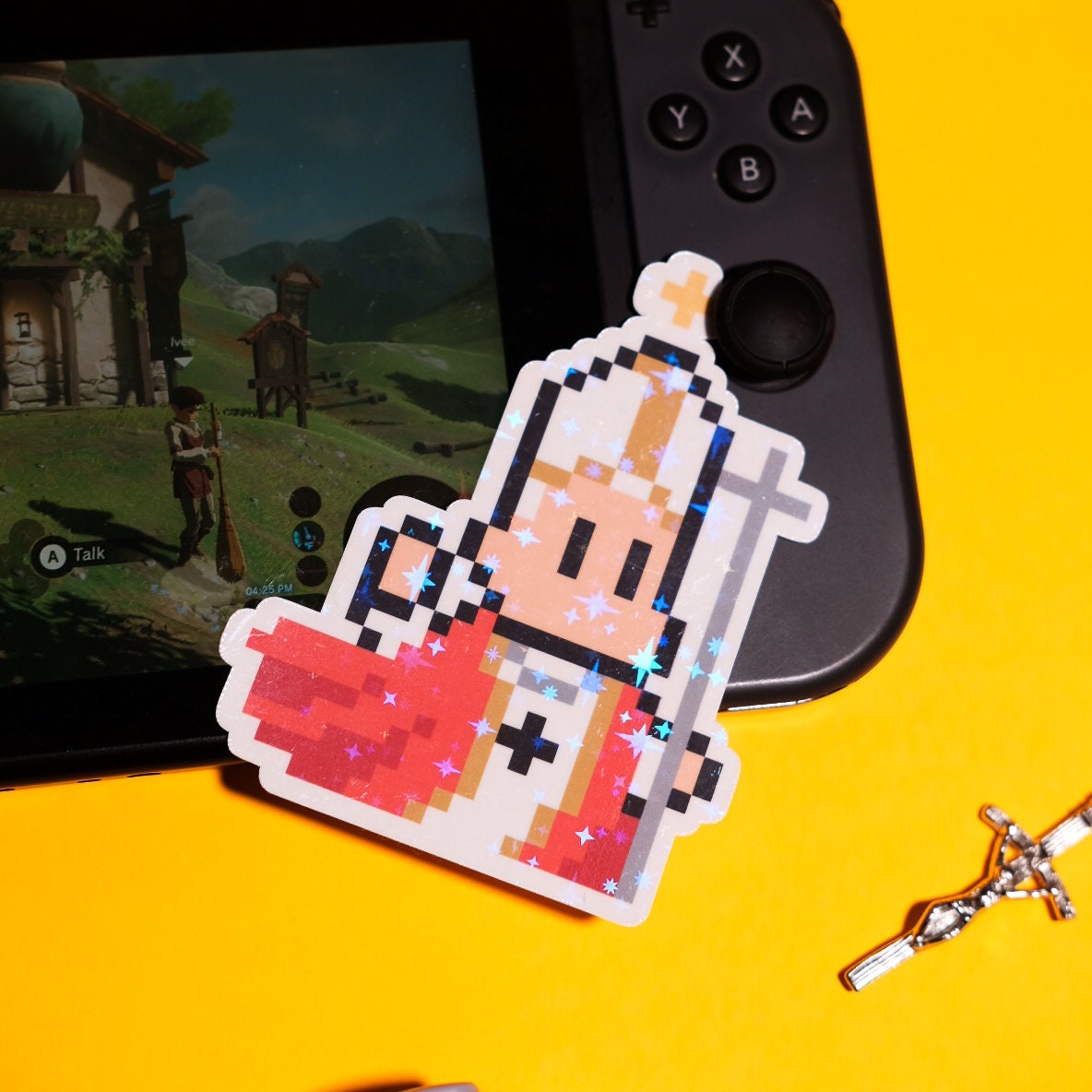 Glittery St. Pope John Paul II Video Game Sticker