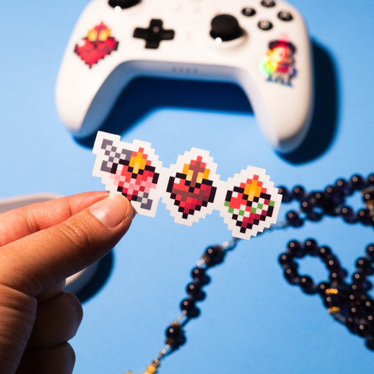 Holy Family Hearts Retro Video Game Sticker