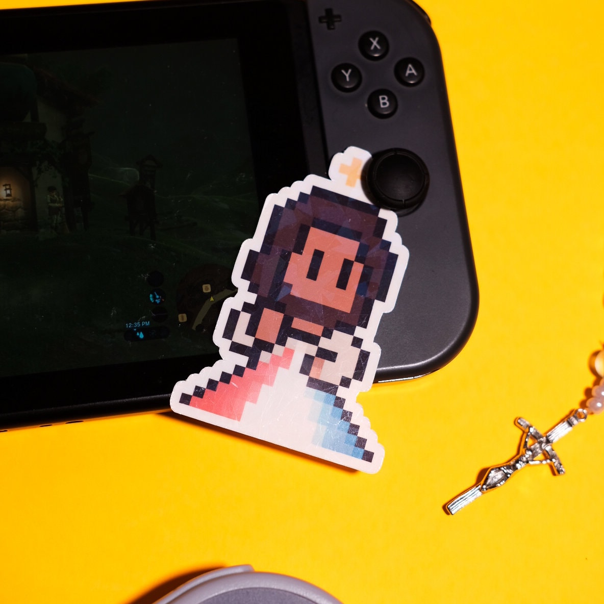 Glittery Divine Mercy Image Video Game Sticker