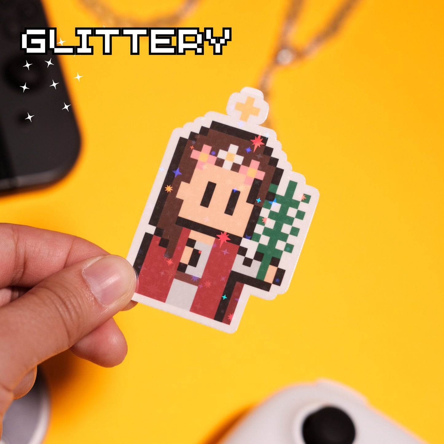 Glittery St. Philomena Video Game Sticker
