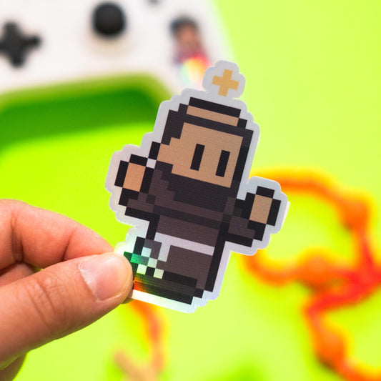 St. Joseph of Cupertino Holographic Video Game Sticker