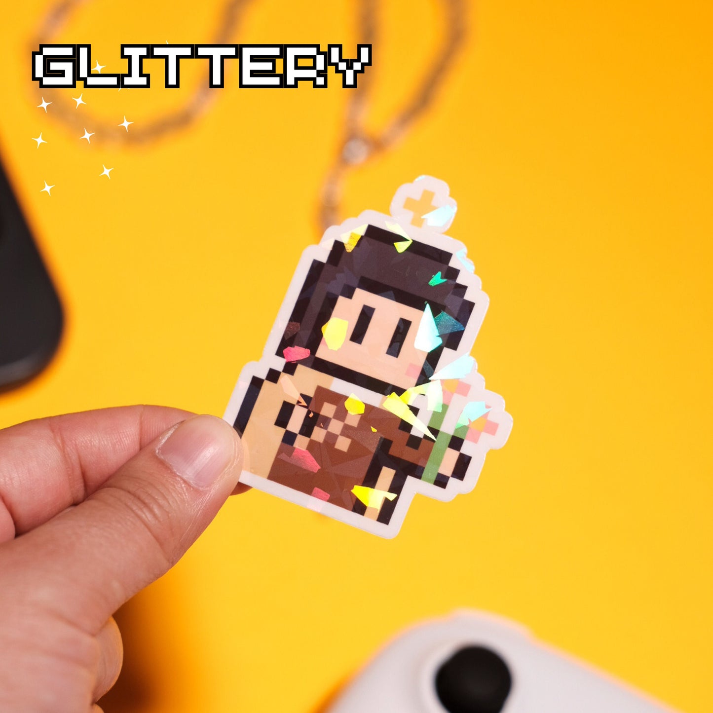 Glittery St. Thérèse of Lisieux Video Game Sticker