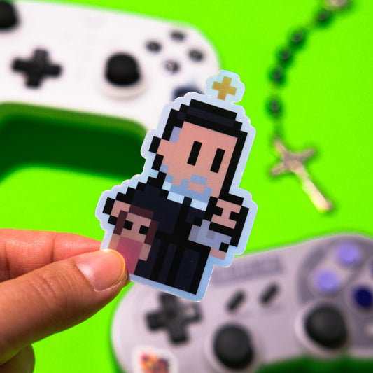 Holographic Saint Vincent de Paul Video Game Sticker
