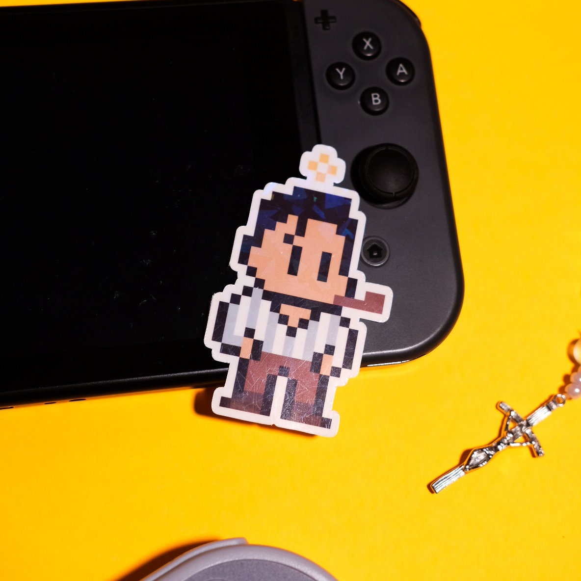 Glittery Saint Pier Giorgio Frassati Video Game Sticker