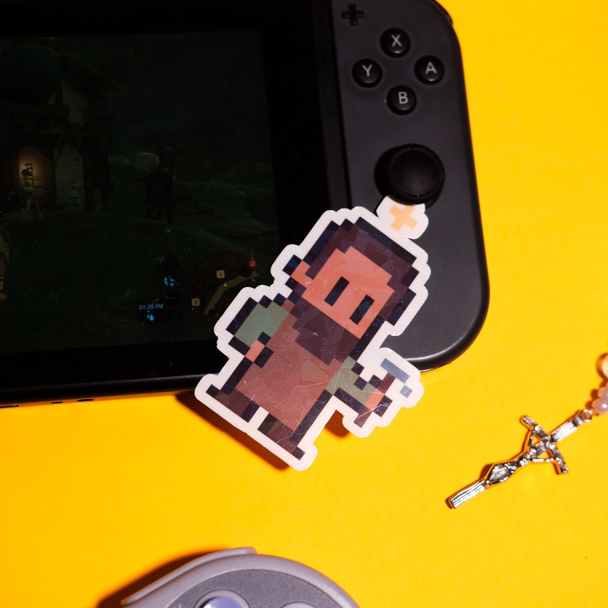 Glittery St. Joseph the Worker Video Game Sticker