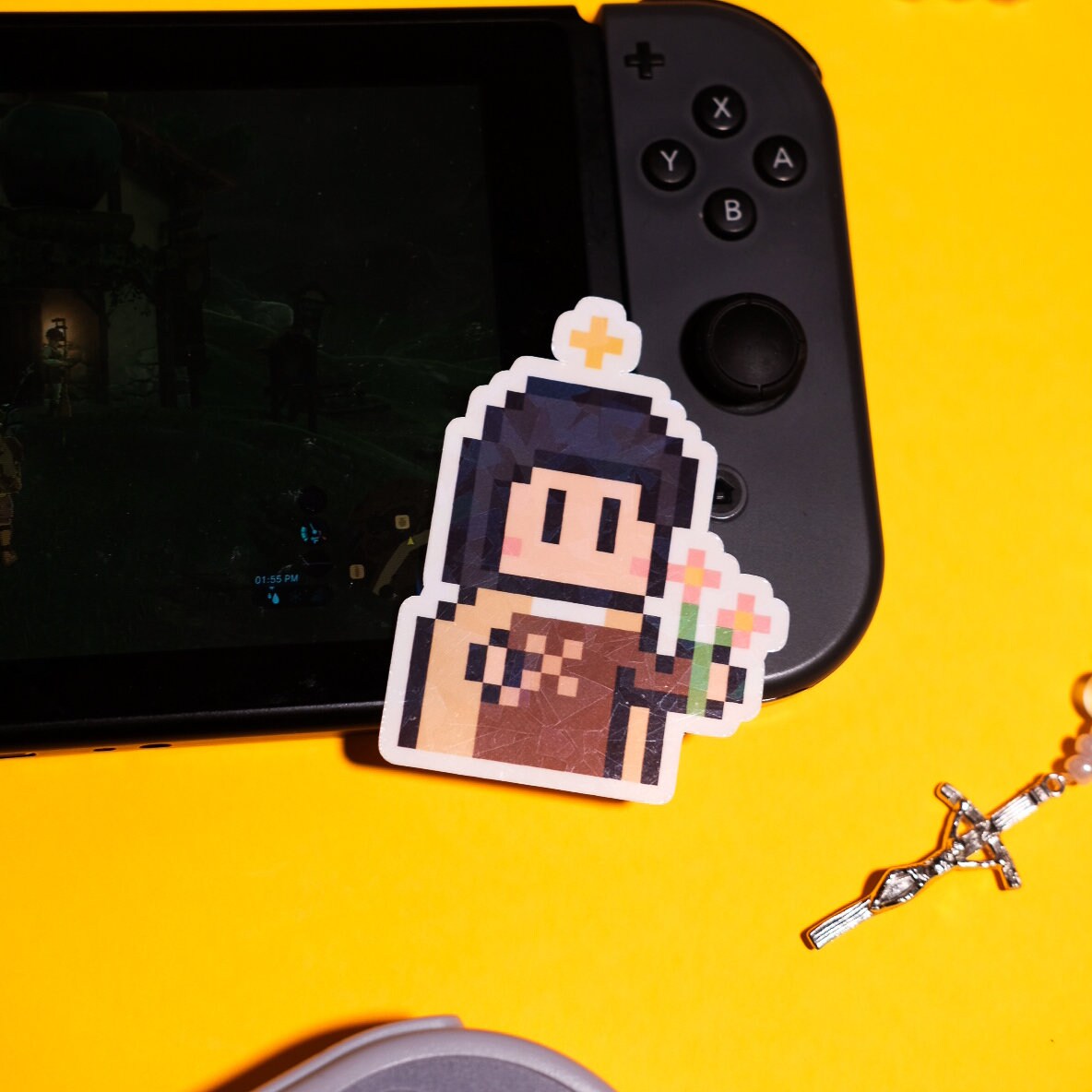 Glittery St. Thérèse of Lisieux Video Game Sticker
