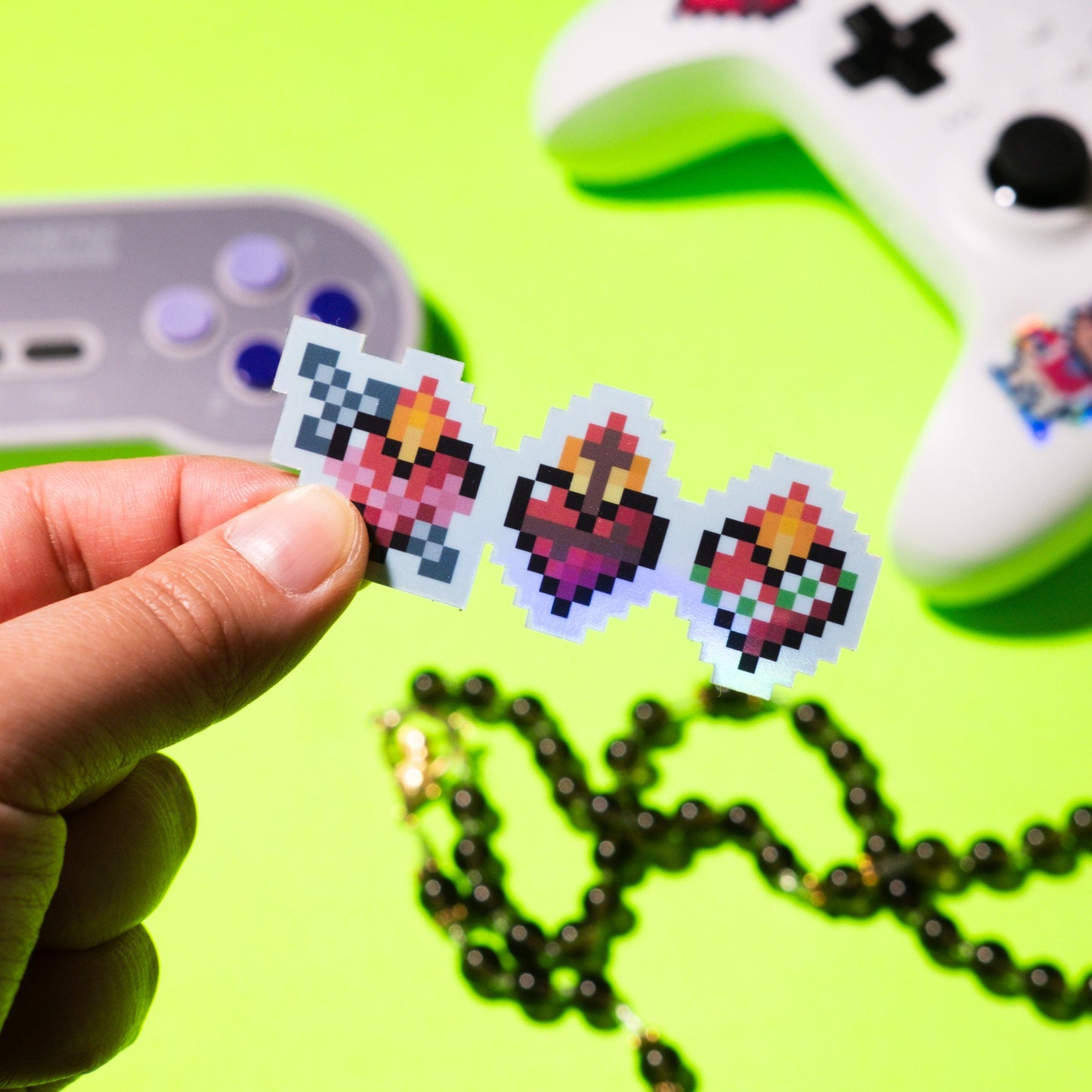 Holy Family Hearts Retro Holographic Video Game Sticker