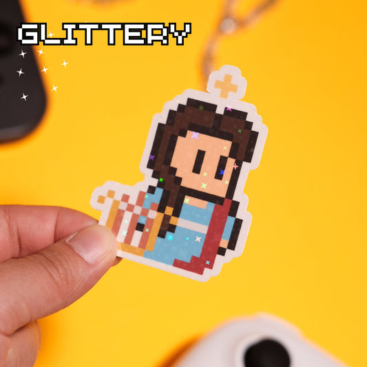 Glittery St. Cecilia Video Game Sticker