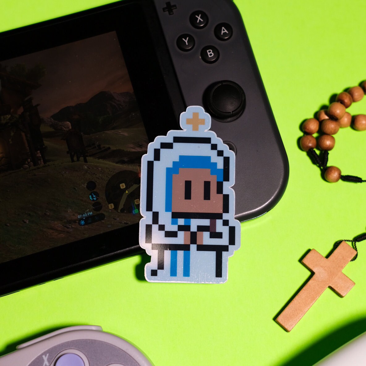 Holographic St. Teresa of Calcutta Video Game Sticker