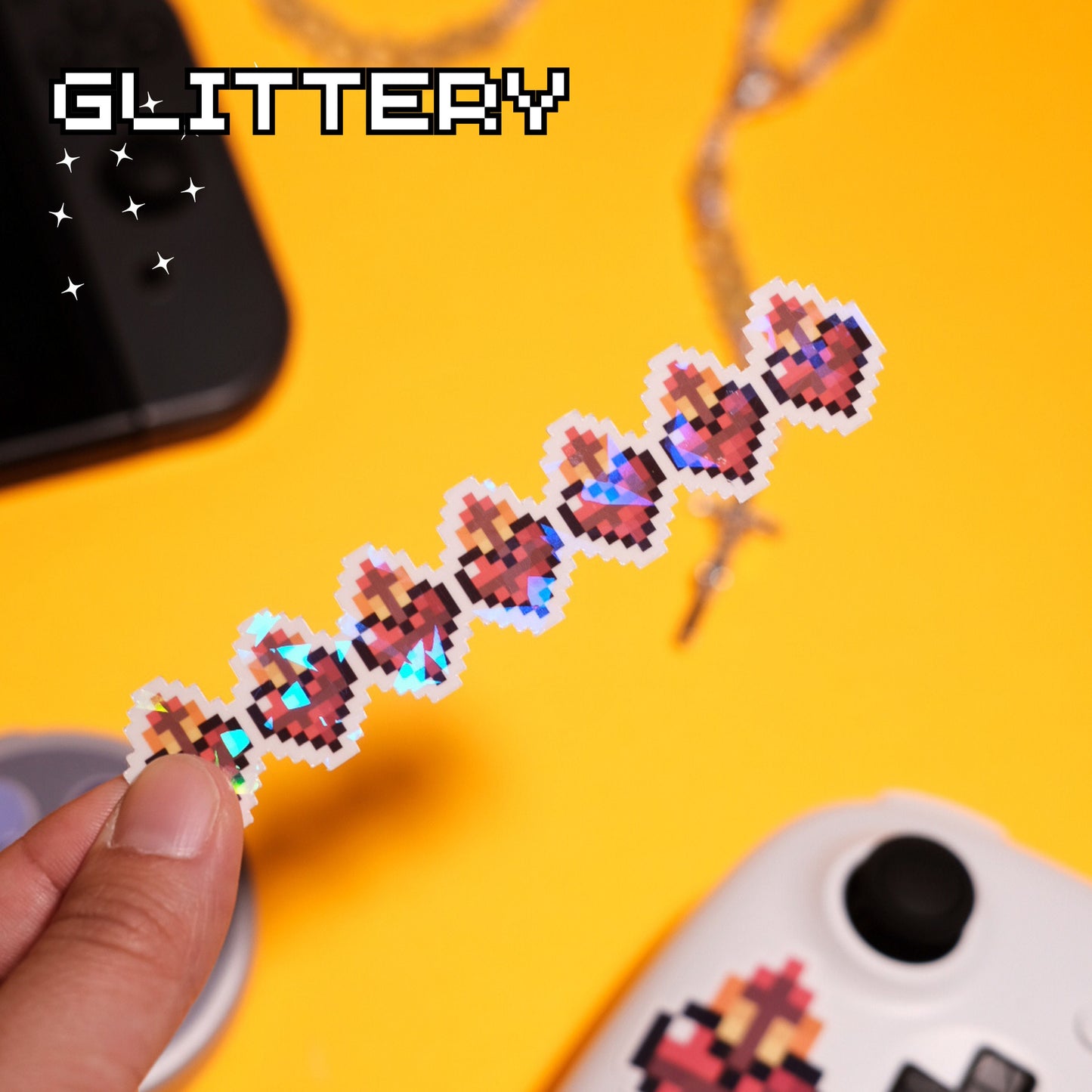 Glittery Sacred Heart of Jesus Health Bar Video Game Sticker