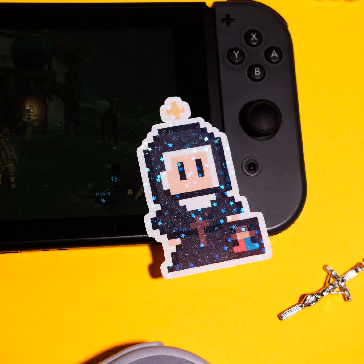 Glittery St. Faustina Kowalska Video Game Sticker