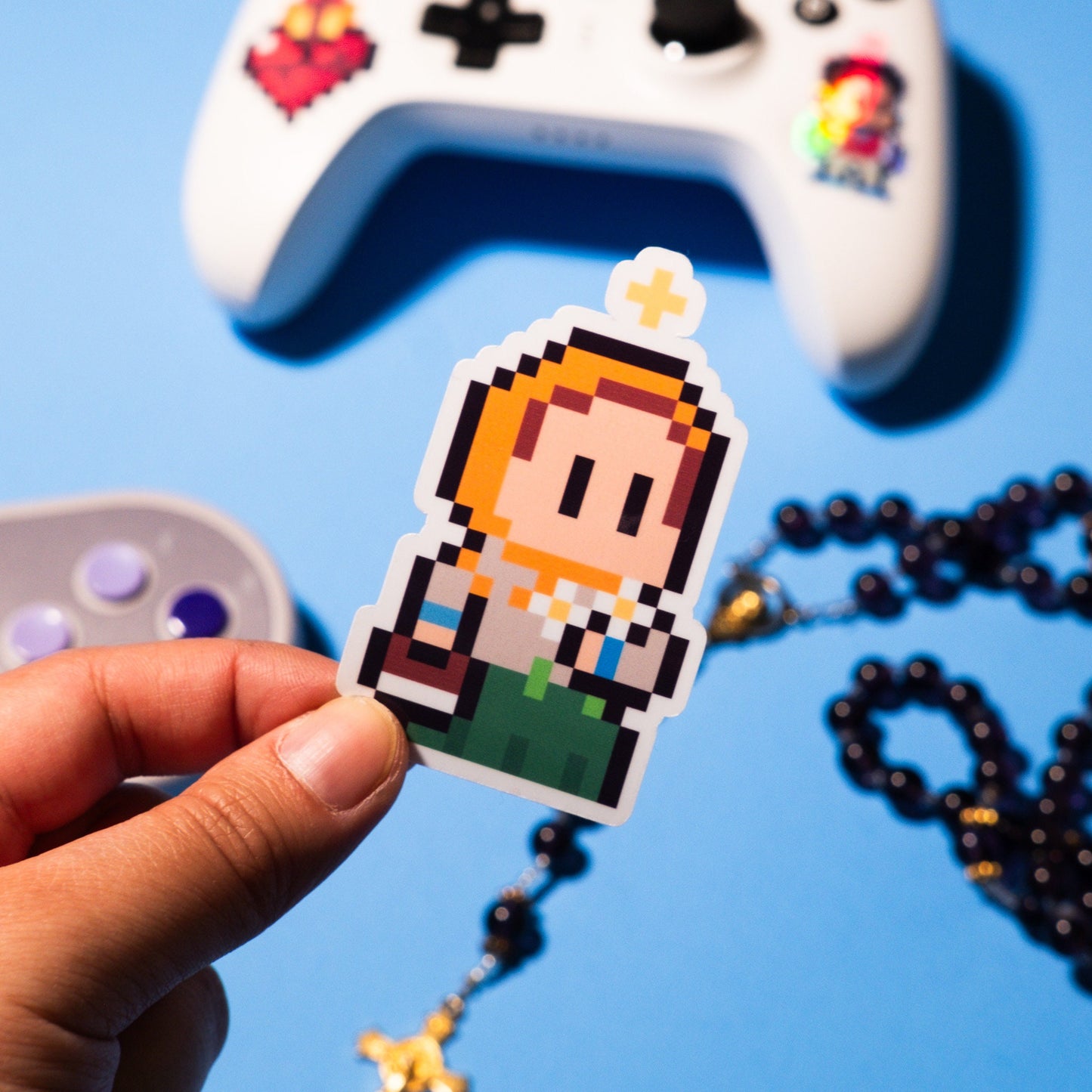 St. Dymphna Retro Video Game Sticker