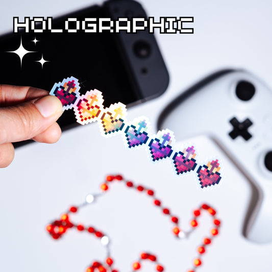 Holographic Sacred Heart of Jesus Health Bar Video Game Sticker