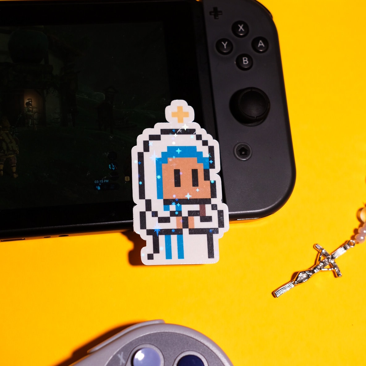 Glittery St. Teresa of Calcutta Video Game Sticker