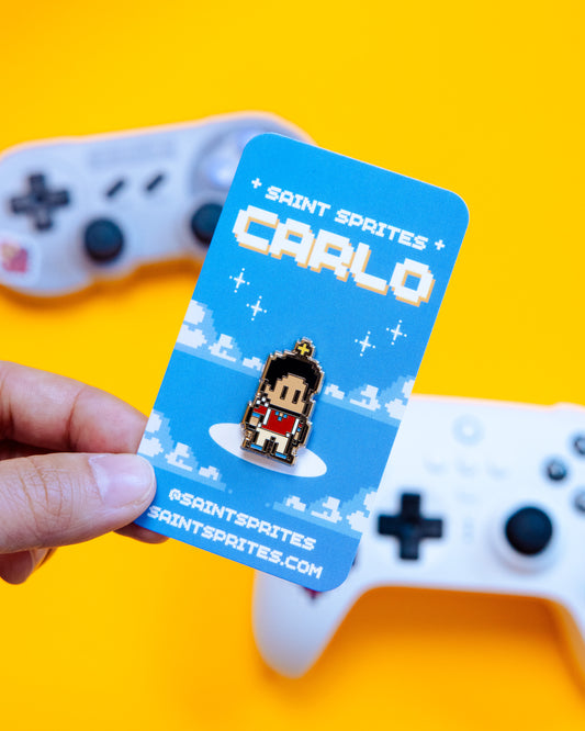 Saint Carlo Acutis Retro Video Game Enamel Pin