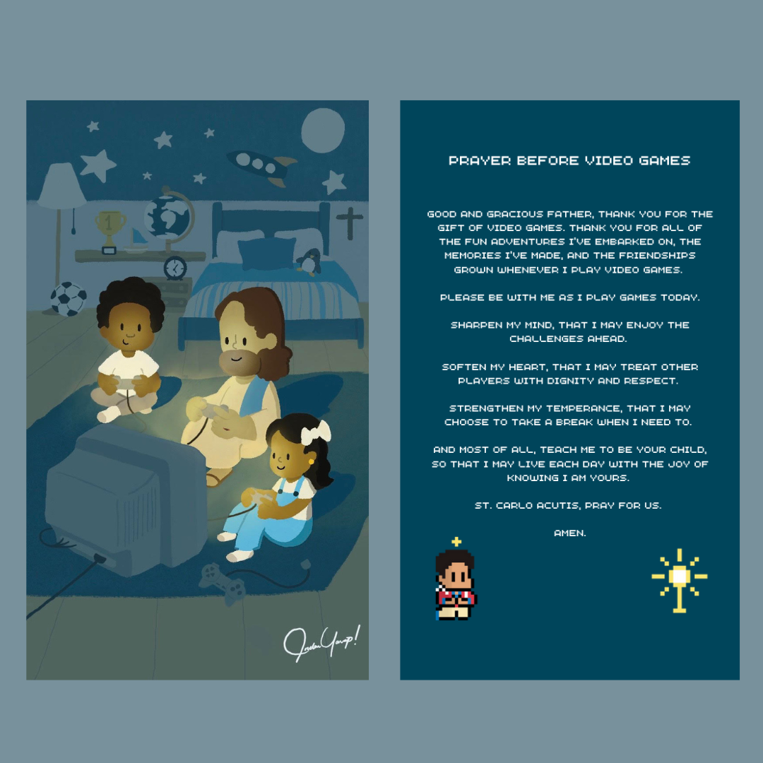 Prayer Before Video Games Catholic Prayer Card