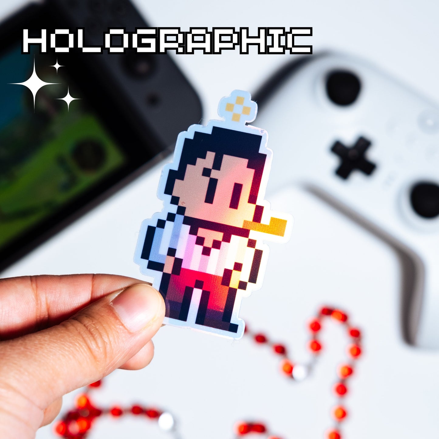 Holographic Blessed Pier Giorgio Frassati Video Game Sticker