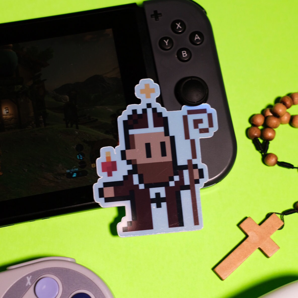 Holographic St. Augustine Video Game Sticker