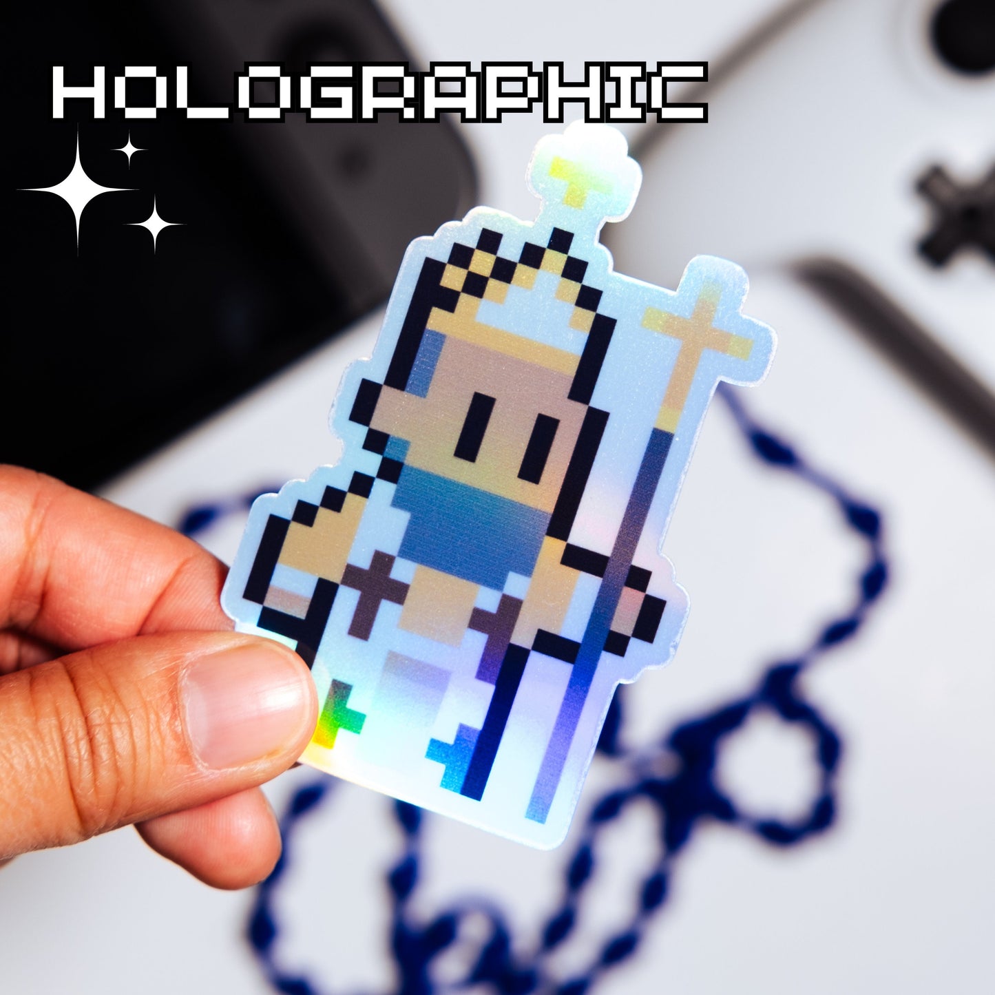Holographic St. Ambrose Video Game Sticker