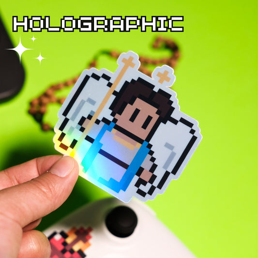 Holographic St. Raphael the Archangel Video Game Sticker