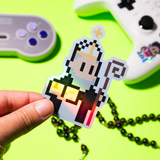 St. Albert the Great Retro Holographic Video Game Sticker