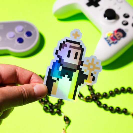 St. Hyacinth Retro Holographic Video Game Sticker