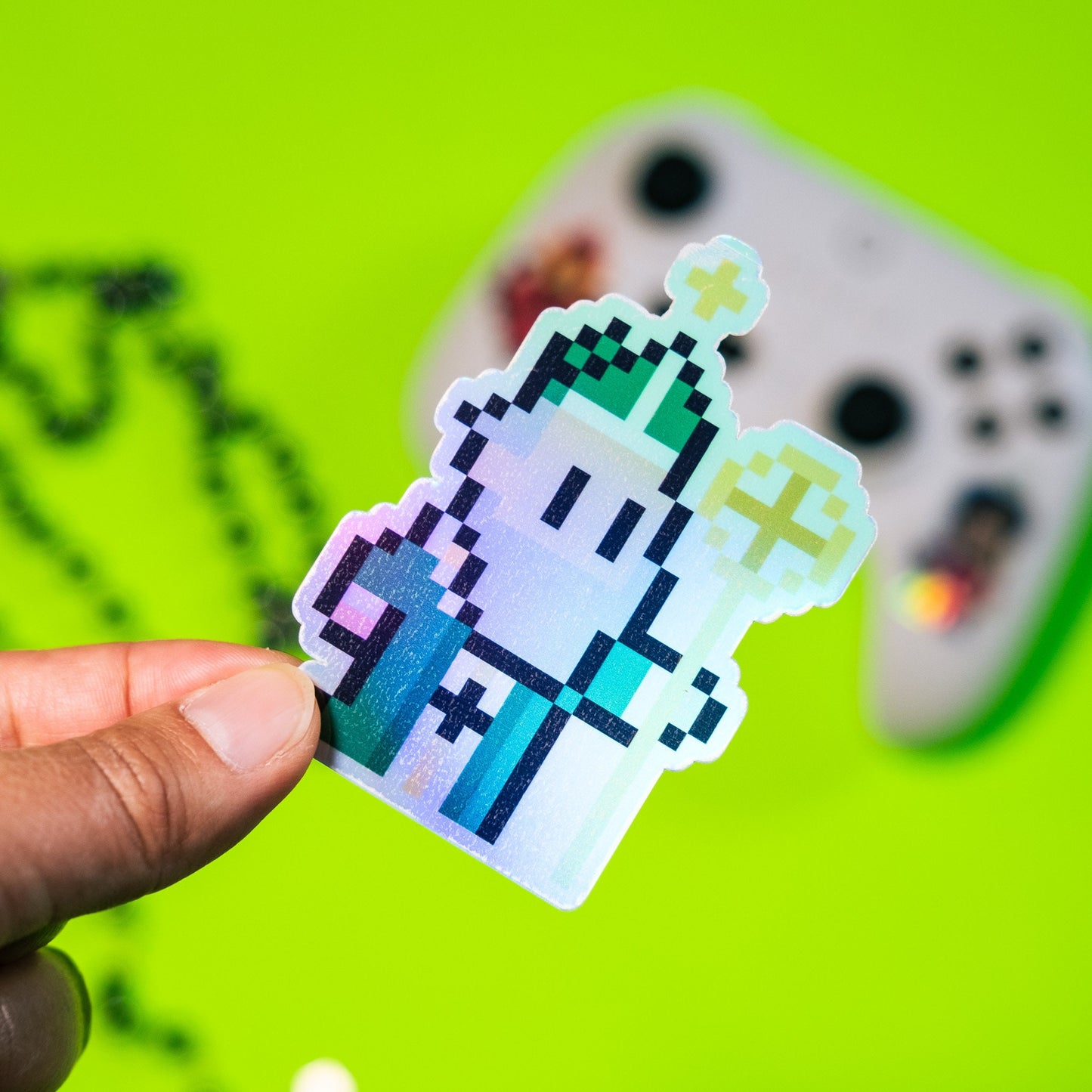St. Patrick Holographic Video Game Sticker