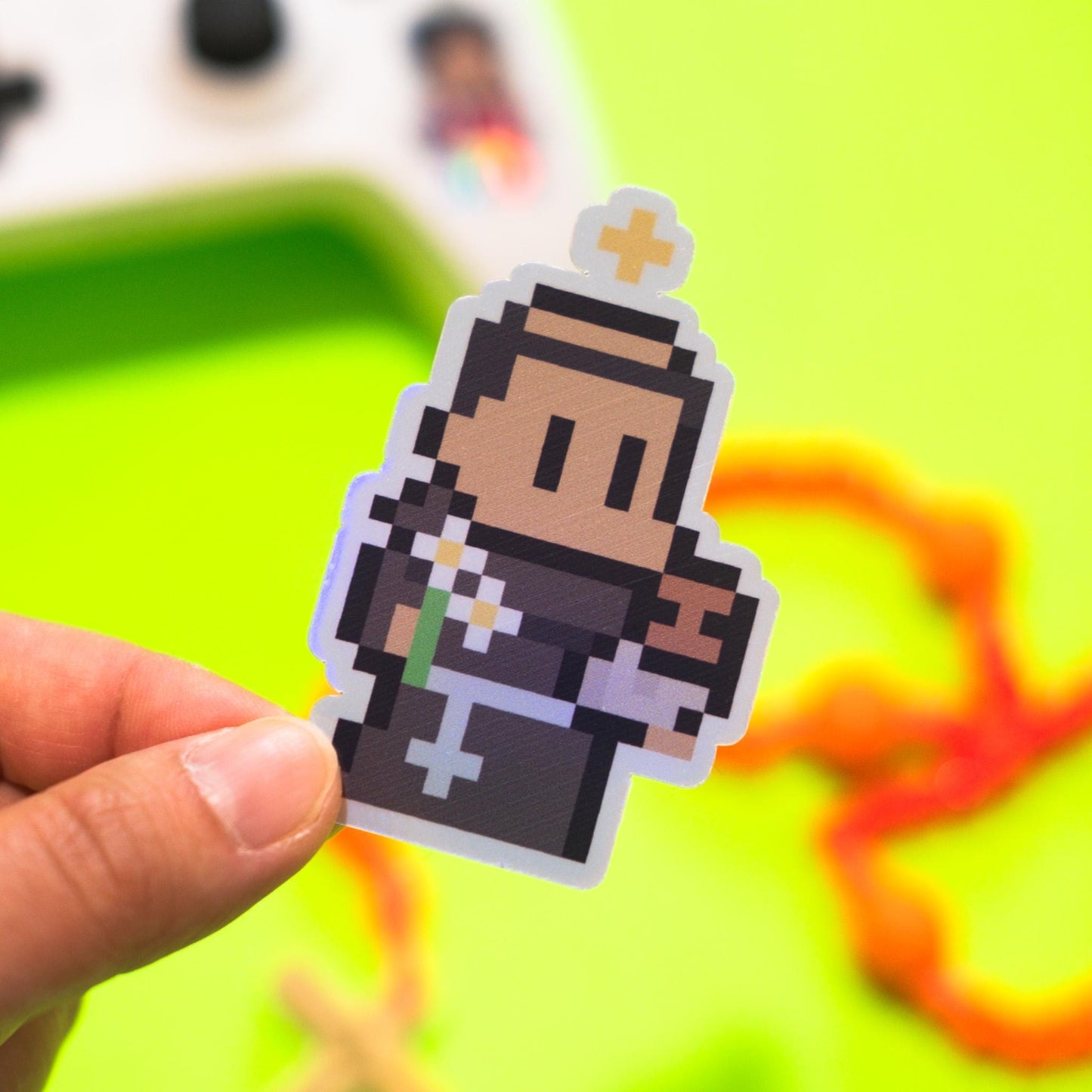 St. Anthony of Padua Holographic Video Game Sticker