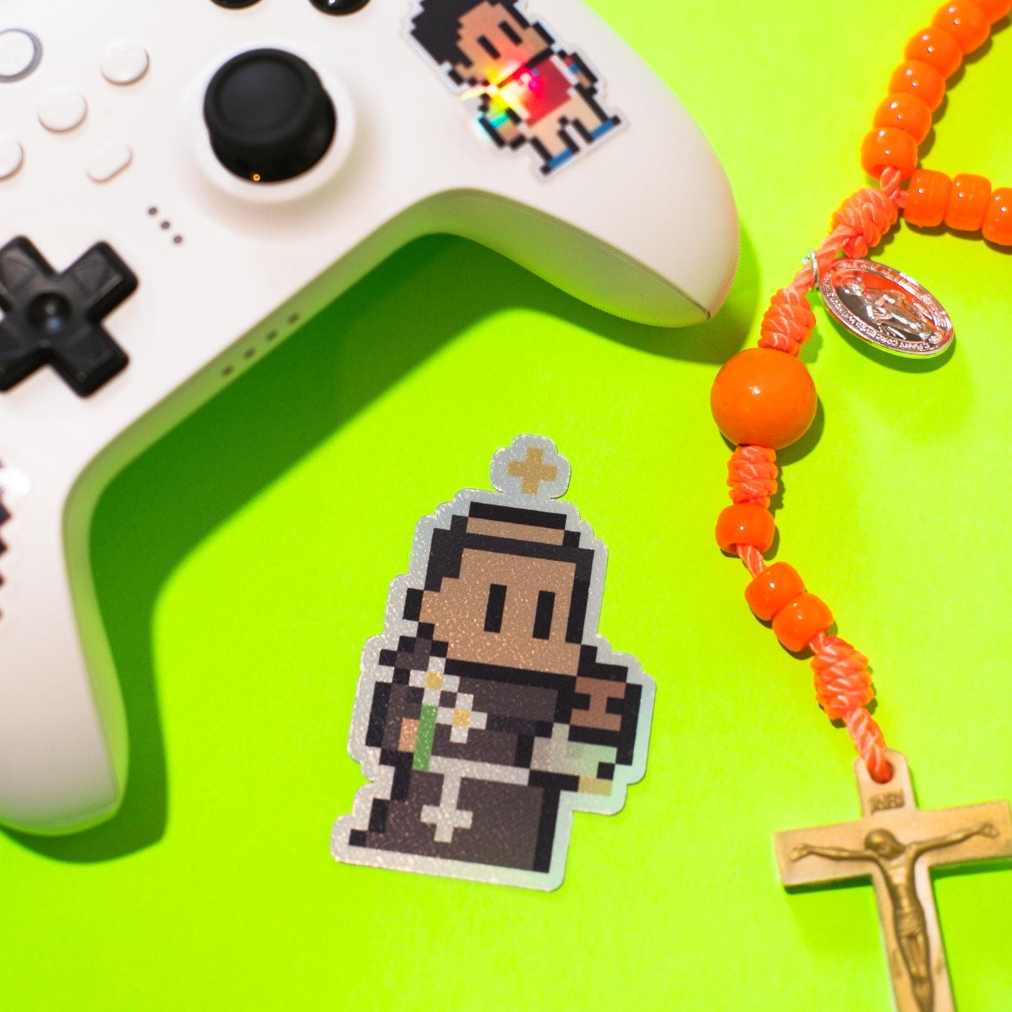 St. Anthony of Padua Holographic Video Game Sticker